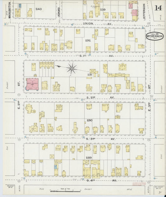 Sanborn Fire Insurance Map from Mount Vernon, Westchester County, New York (1892), Sheet #0014 - Historic Sanborn Fire Insurance Map Print, vintage old map wall art, antique decor, genealogy gift, New York New York map