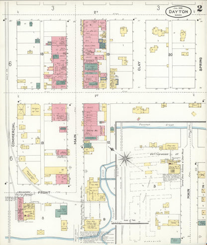 Sanborn Fire Insurance Map from Dayton, Columbia County, Washington (1896), Sheet #0002 - Complete Map Set gallery image, historic Sanborn map, vintage wall art, Washington Washington