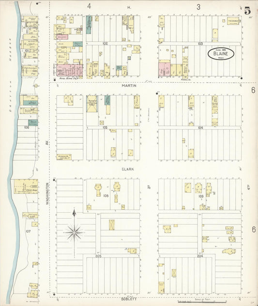 Sanborn Fire Insurance Map from Blaine, Whatcom County, Washington (1899), Sheet #0005 - Historic Sanborn Fire Insurance Map Print, vintage old map wall art, antique decor, genealogy gift, Washington Washington map