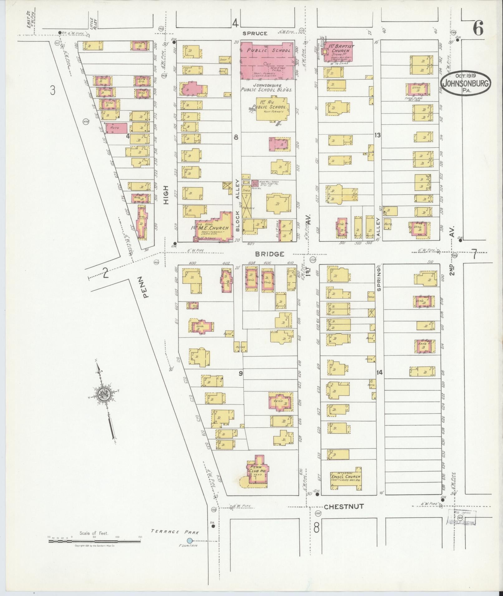 Sanborn Fire Insurance Map from Johnsonburg, Elk County, Pennsylvania (1919), Sheet #0006 - Complete Map Set gallery image, historic Sanborn map, vintage wall art, Pennsylvania Pennsylvania