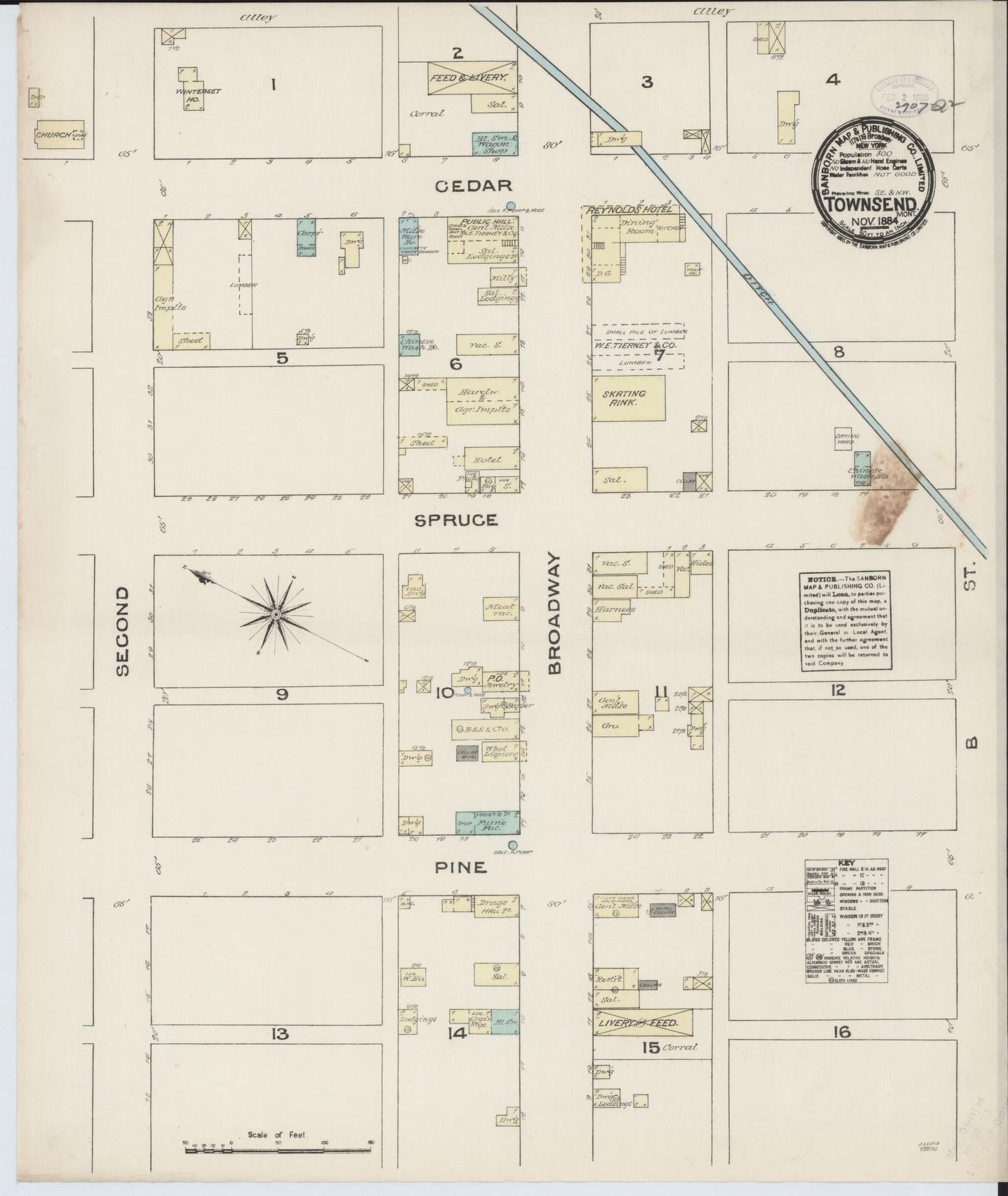Sanborn Fire Insurance Map from Townsend, Broadwater County, Montana (1884), Sheet #0001 - Historic Sanborn Fire Insurance Map Print, vintage old map wall art, antique decor, genealogy gift, Montana Montana map