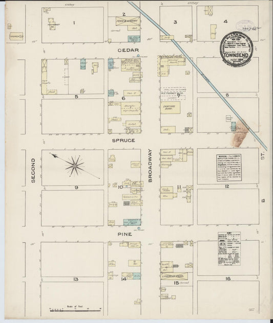 Sanborn Fire Insurance Map from Townsend, Broadwater County, Montana (1884), Sheet #0001 - Historic Sanborn Fire Insurance Map Print, vintage old map wall art, antique decor, genealogy gift, Montana Montana map