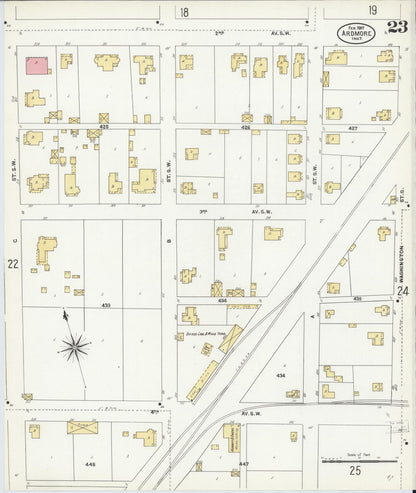 Sanborn Fire Insurance Map from Ardmore, Carter County, Oklahoma (1907), Sheet #0023 - Complete Map Set gallery image, historic Sanborn map, vintage wall art, Oklahoma Oklahoma