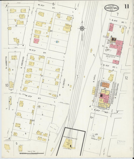Sanborn Fire Insurance Map from Cherryvale, Montgomery County, Kansas (1917), Sheet #0011 - Historic Sanborn Fire Insurance Map Print, vintage old map wall art, antique decor, genealogy gift, Kansas Kansas map