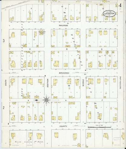 Sanborn Fire Insurance Map from Lovington, Moultrie County, Illinois (1909), Sheet #0004 - Complete Map Set gallery image, historic Sanborn map, vintage wall art, Illinois Illinois