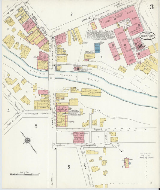 Sanborn Fire Insurance Map from Union City, Erie County, Pennsylvania (1911), Sheet #0003 - Historic Sanborn Fire Insurance Map Print, vintage old map wall art, antique decor, genealogy gift, Pennsylvania Pennsylvania map