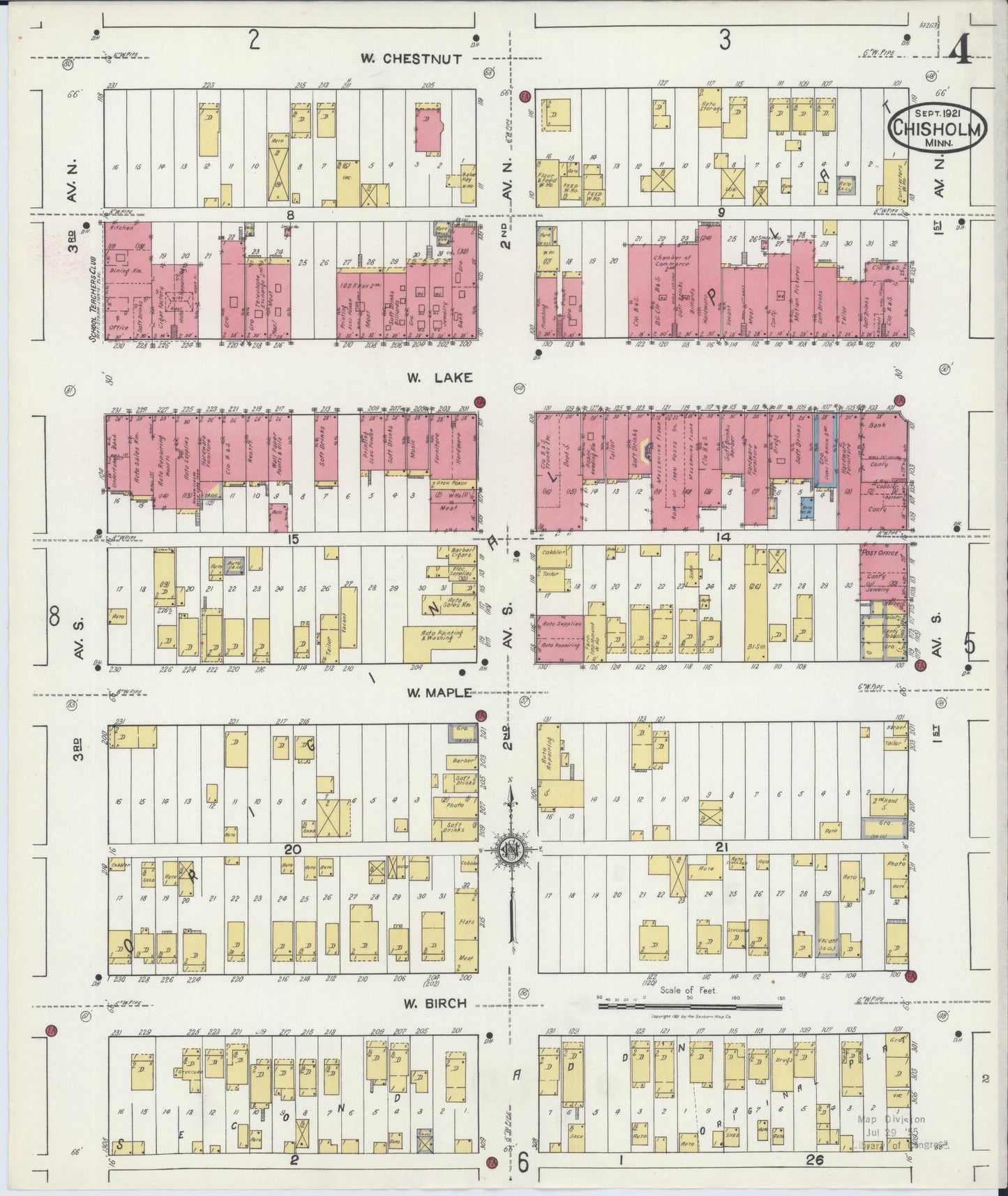 Sanborn Fire Insurance Map from Chisholm, Saint Louis County, Minnesota (1921), Sheet #0004 - Historic Sanborn Fire Insurance Map Print, vintage old map wall art, antique decor, genealogy gift, Minnesota Minnesota map
