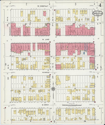 Sanborn Fire Insurance Map from Chisholm, Saint Louis County, Minnesota (1921), Sheet #0004 - Historic Sanborn Fire Insurance Map Print, vintage old map wall art, antique decor, genealogy gift, Minnesota Minnesota map