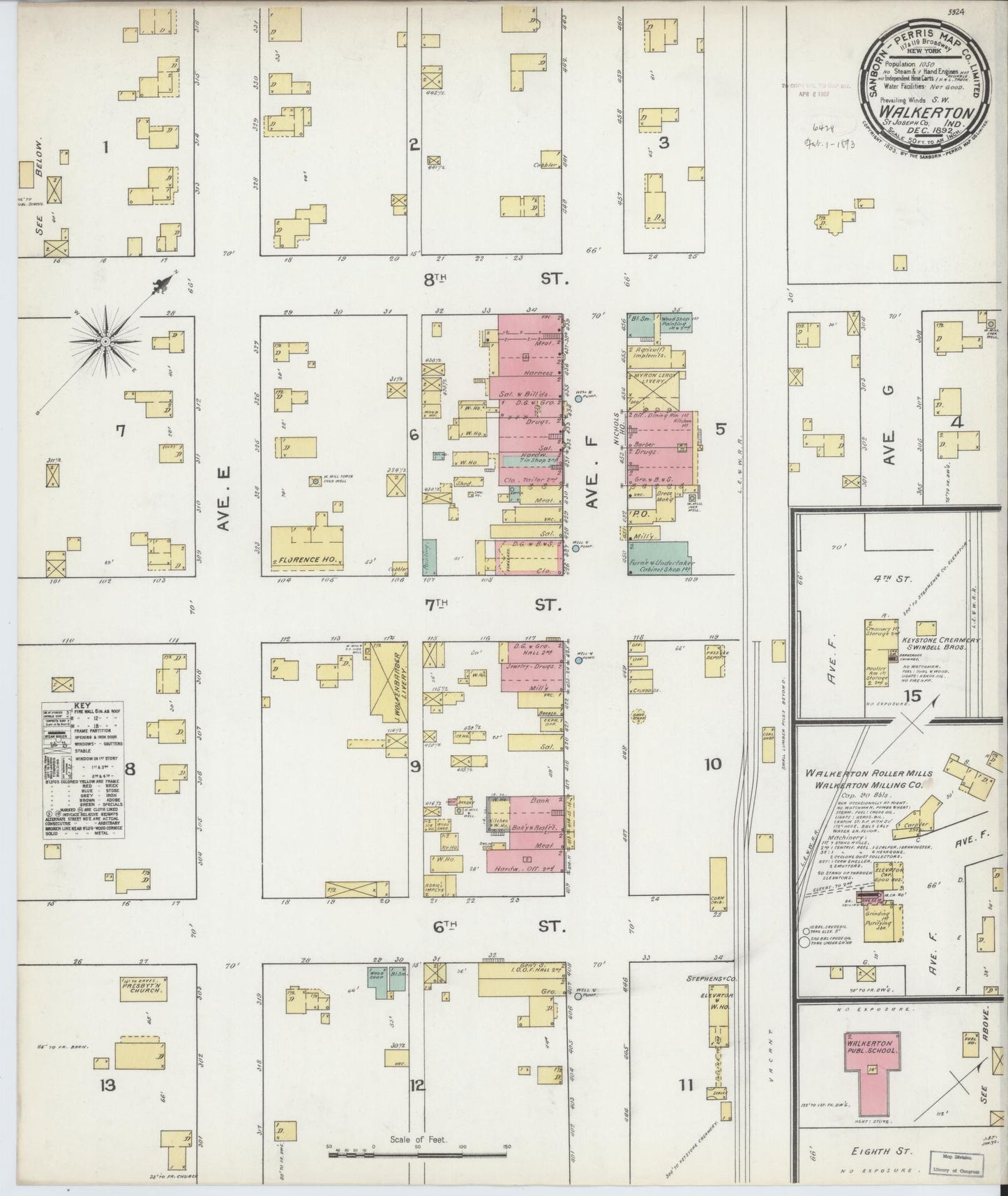 Sanborn Fire Insurance Map from Walkerton, Saint Joseph County, Indiana. (1892) – Historic Sanborn Fire Insurance Map Print