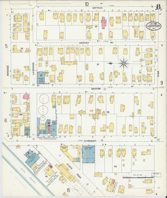 Sanborn Fire Insurance Map from Lockport, Niagara County, New York (1903), Sheet #0008 - Historic Sanborn Fire Insurance Map Print, vintage old map wall art, antique decor, genealogy gift, New York New York map