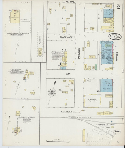 Sanborn Fire Insurance Map from Dublin, Erath County, Texas (1891), Sheet #0002 - Historic Sanborn Fire Insurance Map Print, vintage old map wall art, antique decor, genealogy gift, Texas Texas map