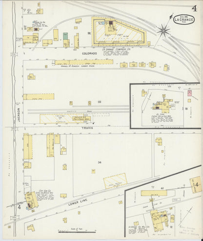 Sanborn Fire Insurance Map from La Grange, Fayette County, Texas (1896), Sheet #0004 - Complete Map Set gallery image, historic Sanborn map, vintage wall art, Texas Texas