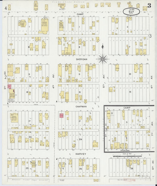 Sanborn Fire Insurance Map from Ely, Saint Louis County, Minnesota (1900), Sheet #0003 - Historic Sanborn Fire Insurance Map Print, vintage old map wall art, antique decor, genealogy gift, Minnesota Minnesota map
