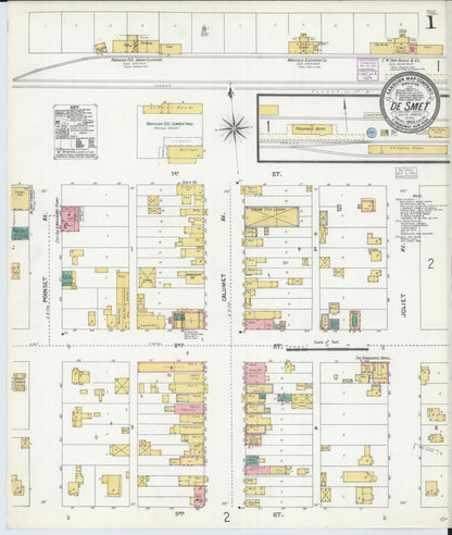 Sanborn Fire Insurance Map from De Smet, Kingsbury County, South Dakota (1904), Sheet #0001 - Complete Map Set gallery image, historic Sanborn map, vintage wall art, South Dakota South Dakota
