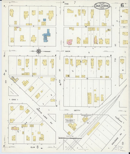 Sanborn Fire Insurance Map from Sauk Centre, Stearns County, Minnesota (1916), Sheet #0006 - Complete Map Set gallery image, historic Sanborn map, vintage wall art, Minnesota Minnesota