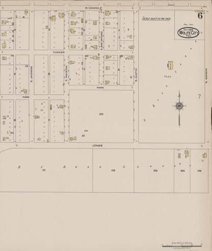 Sanborn Fire Insurance Map from Wolfe City, Hunt County, Texas (1922), Sheet #0006 - Historic Sanborn Fire Insurance Map Print, vintage old map wall art, antique decor, genealogy gift, Texas Texas map