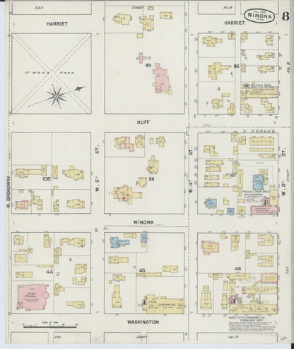 Sanborn Fire Insurance Map from Winona, Winona County, Minnesota (1889), Sheet #0008 - Historic Sanborn Fire Insurance Map Print, vintage old map wall art, antique decor, genealogy gift, Minnesota Minnesota map
