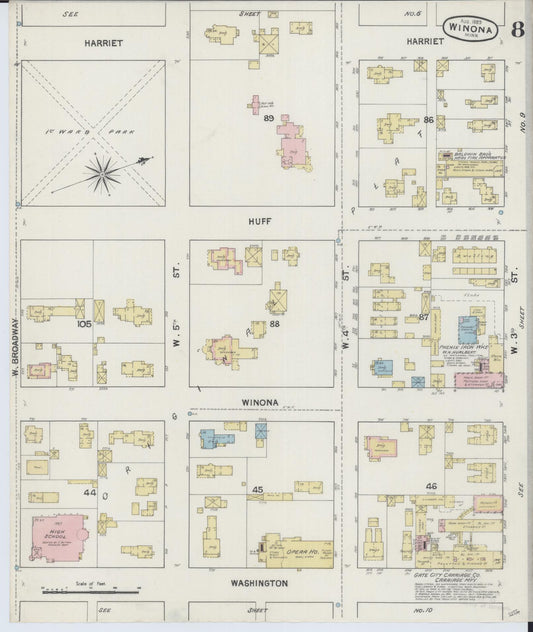 Sanborn Fire Insurance Map from Winona, Winona County, Minnesota (1889), Sheet #0008 - Historic Sanborn Fire Insurance Map Print, vintage old map wall art, antique decor, genealogy gift, Minnesota Minnesota map