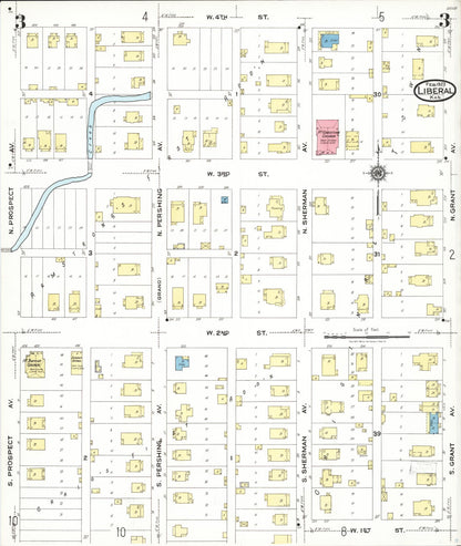 Sanborn Fire Insurance Map from Liberal, Seward County, Kansas (1923), Sheet #0003 - Complete Map Set gallery image, historic Sanborn map, vintage wall art, Kansas Kansas