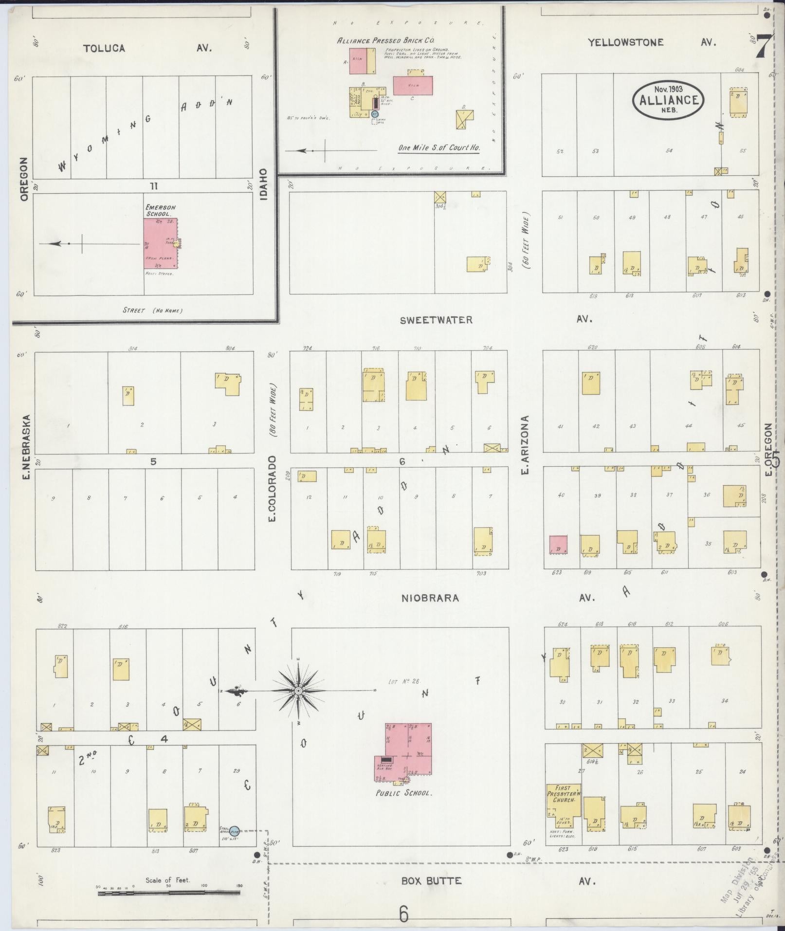 Sanborn Fire Insurance Map from Alliance, Box Butte County, Nebraska (1903), Sheet #0007 - Complete Map Set gallery image, historic Sanborn map, vintage wall art, Nebraska Nebraska