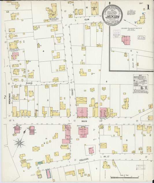 Sanborn Fire Insurance Map from Jackson, Breathitt County, Kentucky (1903), Sheet #0001 - Complete Map Set gallery image, historic Sanborn map, vintage wall art, Kentucky Kentucky