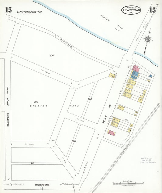 Sanborn Fire Insurance Map from Lewistown, Mifflin County, Pennsylvania (1923), Sheet #0015 - Historic Sanborn Fire Insurance Map Print, vintage old map wall art, antique decor, genealogy gift, Pennsylvania Pennsylvania map