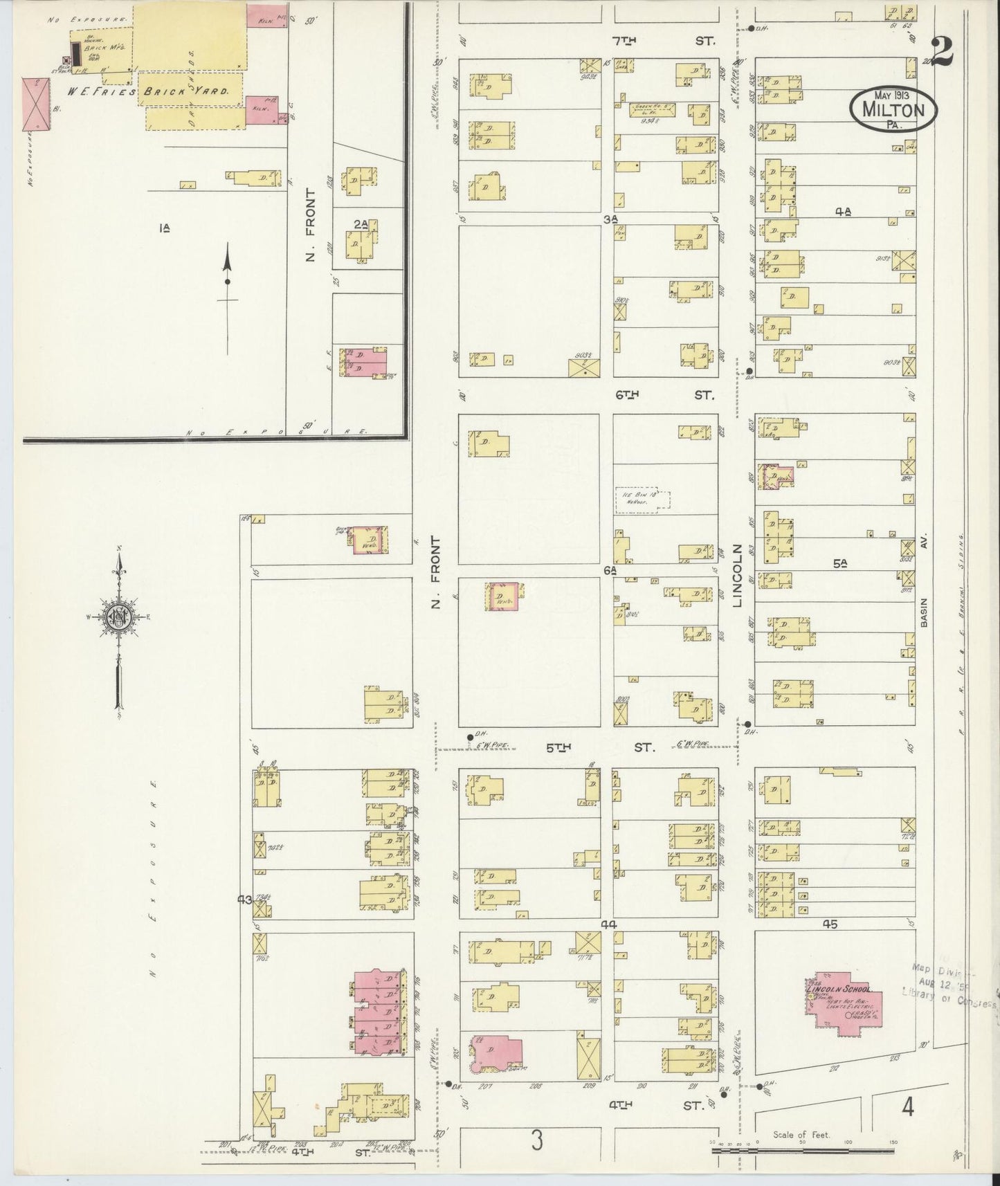 Sanborn Fire Insurance Map from Milton, Northumberland County, Pennsylvania (1913), Sheet #0002 - Historic Sanborn Fire Insurance Map Print, vintage old map wall art, antique decor, genealogy gift, Pennsylvania Pennsylvania map