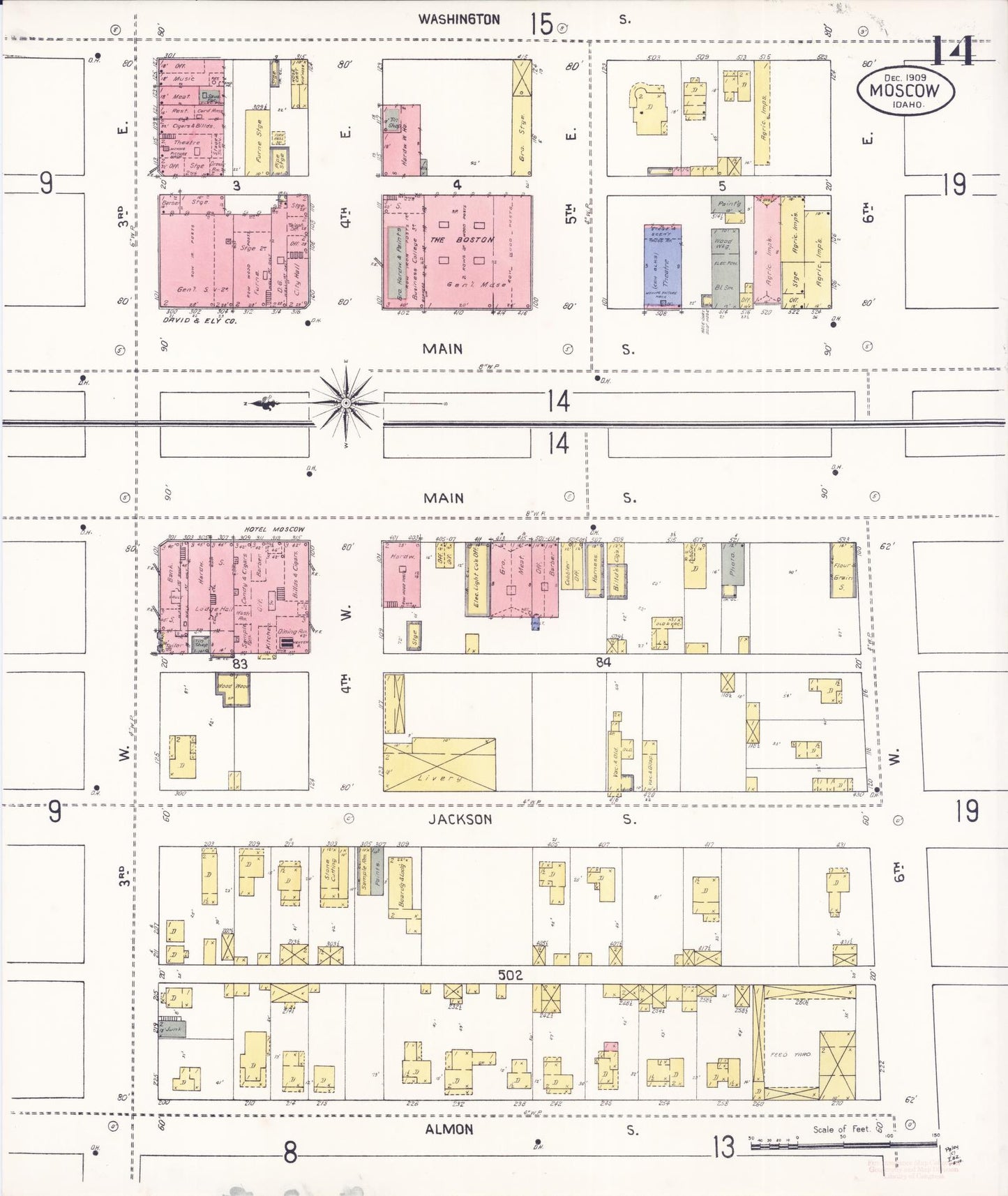 Sanborn Fire Insurance Map from Moscow, Latah County, Idaho (1909), Sheet #0014 - Complete Map Set gallery image, historic Sanborn map, vintage wall art, Idaho Idaho