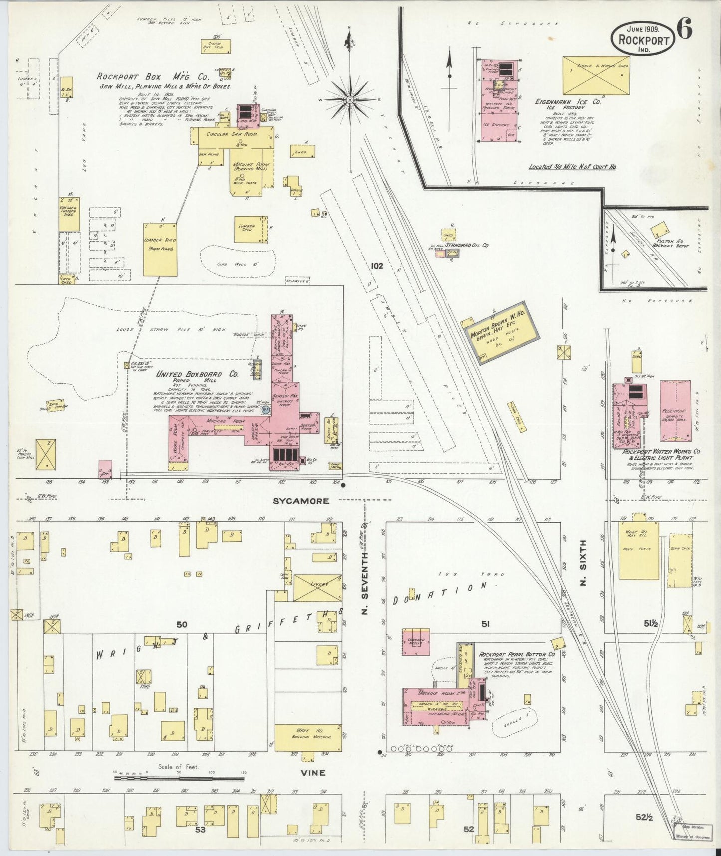 Sanborn Fire Insurance Map from Rockport, Spencer County, Indiana (1909), Sheet #0006 - Complete Map Set gallery image, historic Sanborn map, vintage wall art, Indiana Indiana