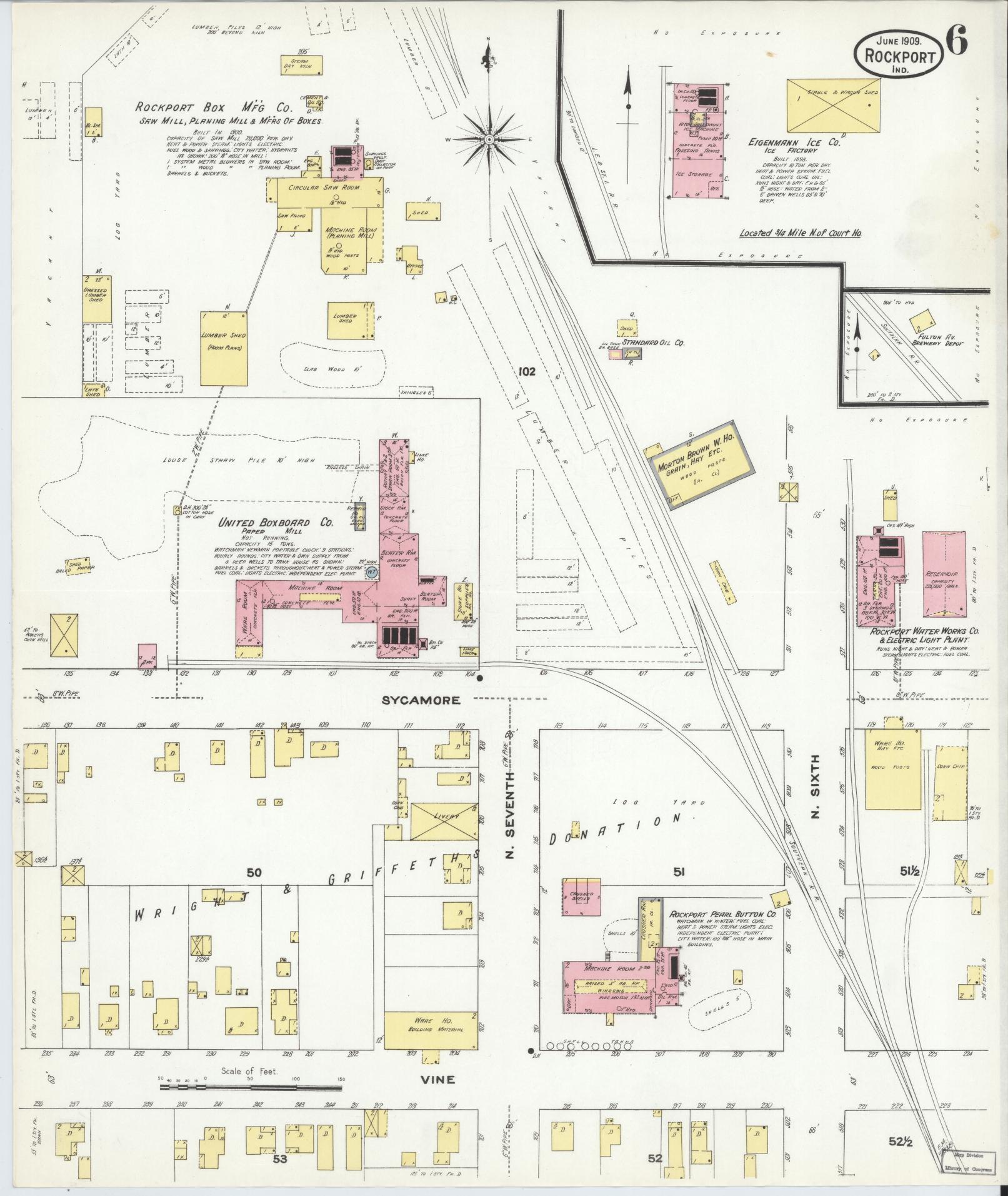 Sanborn Fire Insurance Map from Rockport, Spencer County, Indiana (1909), Sheet #0006 - Complete Map Set gallery image, historic Sanborn map, vintage wall art, Indiana Indiana