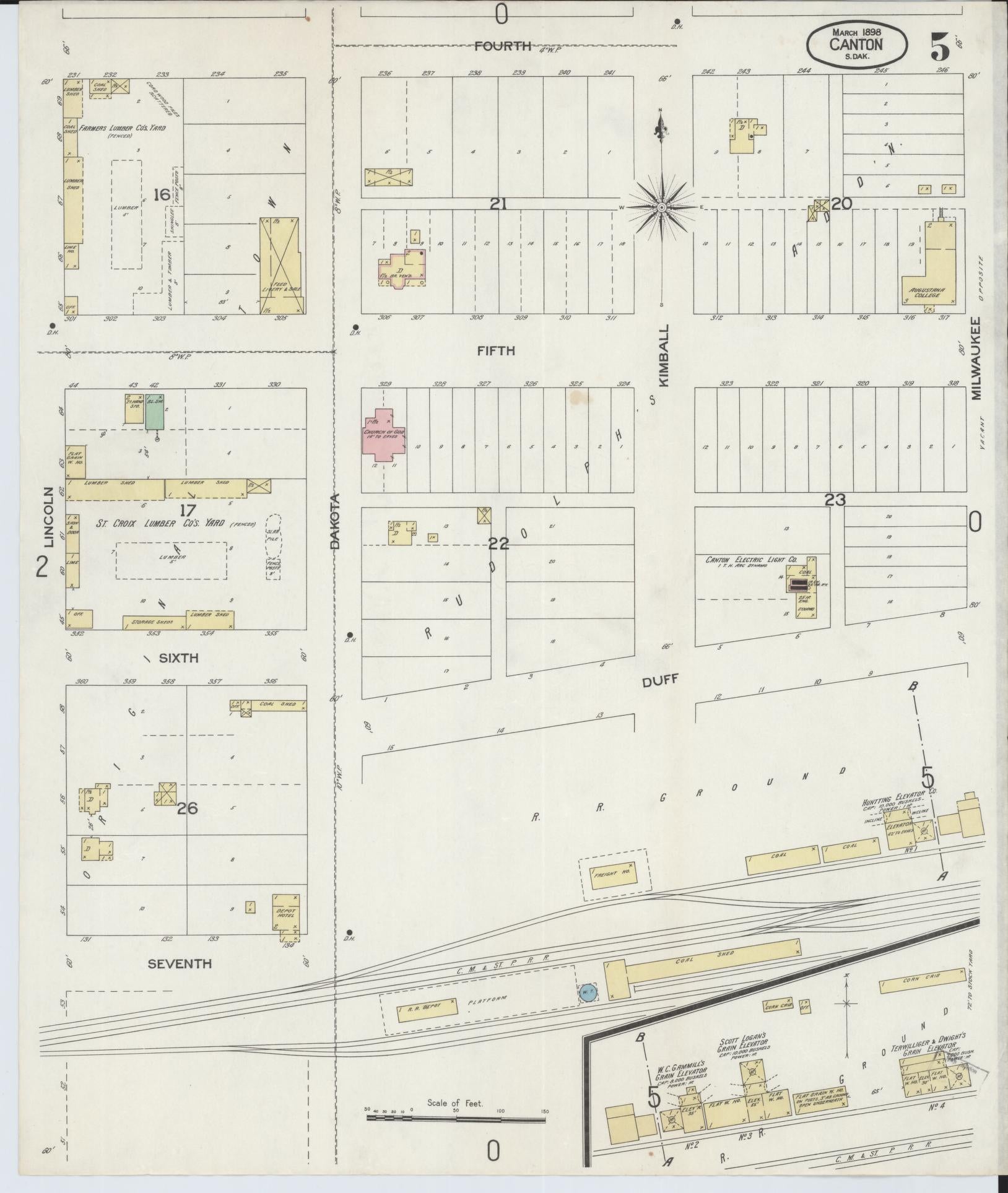 Sanborn Fire Insurance Map from Canton, Lincoln County, South Dakota (1898), Sheet #0005 - Historic Sanborn Fire Insurance Map Print, vintage old map wall art, antique decor, genealogy gift, South Dakota South Dakota map
