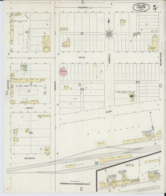 Sanborn Fire Insurance Map from Canton, Lincoln County, South Dakota (1898), Sheet #0005 - Historic Sanborn Fire Insurance Map Print, vintage old map wall art, antique decor, genealogy gift, South Dakota South Dakota map