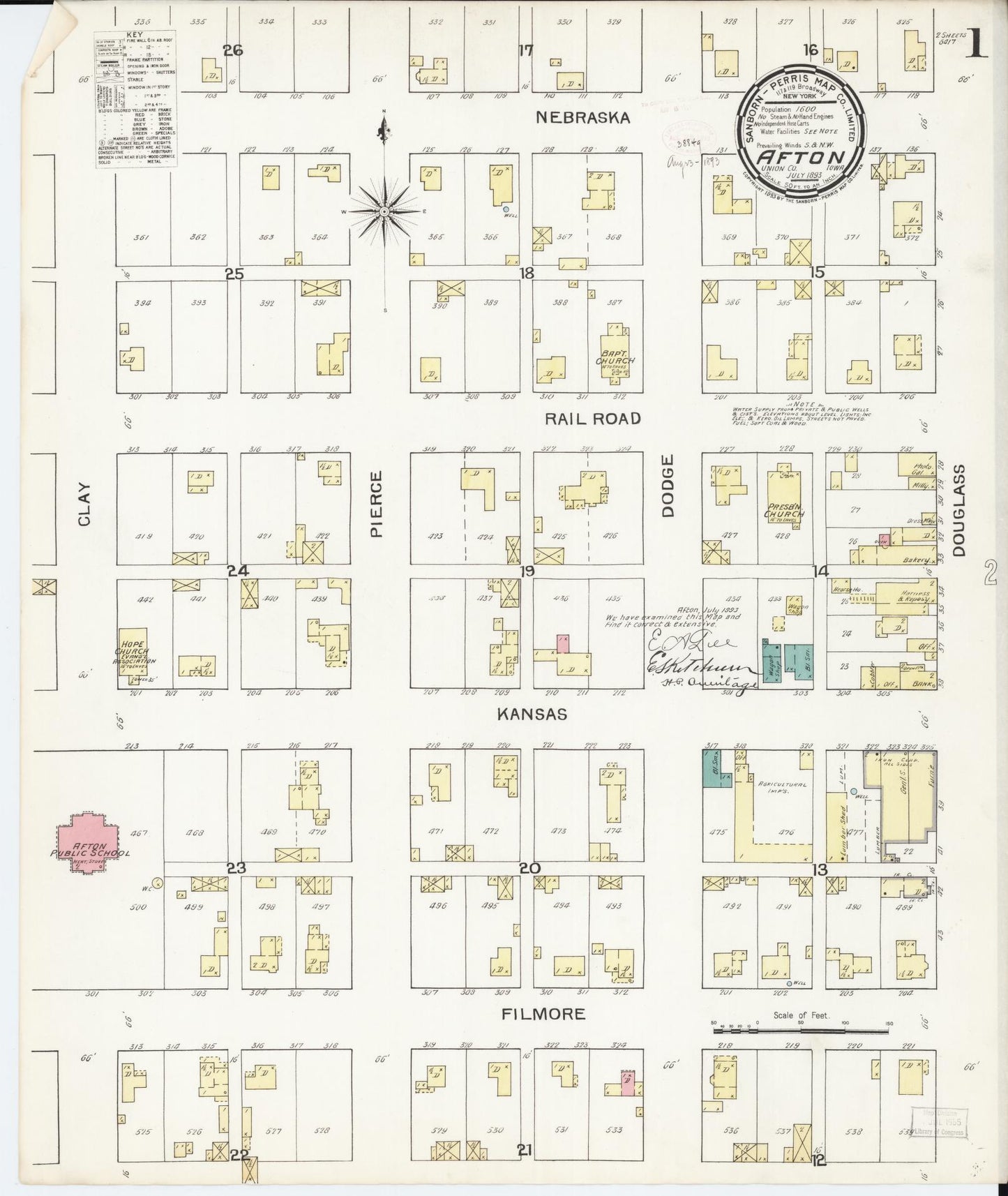 Sanborn Fire Insurance Map from Afton, Union County, Iowa (1893), Sheet #0001 - Historic Sanborn Fire Insurance Map Print