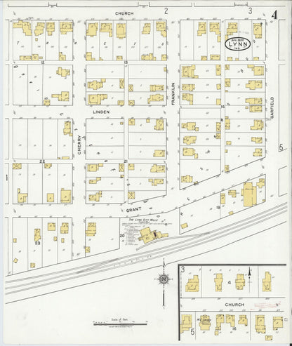 Sanborn Fire Insurance Map from Lynn, Randolph County, Indiana (1920), Sheet #0004 - Historic Sanborn Fire Insurance Map Print, vintage old map wall art, antique decor, genealogy gift, Indiana Indiana map