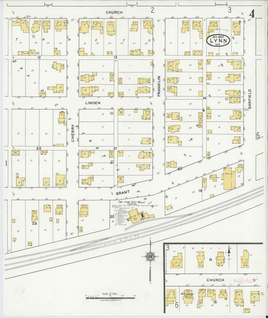 Sanborn Fire Insurance Map from Lynn, Randolph County, Indiana (1920), Sheet #0004 - Historic Sanborn Fire Insurance Map Print, vintage old map wall art, antique decor, genealogy gift, Indiana Indiana map