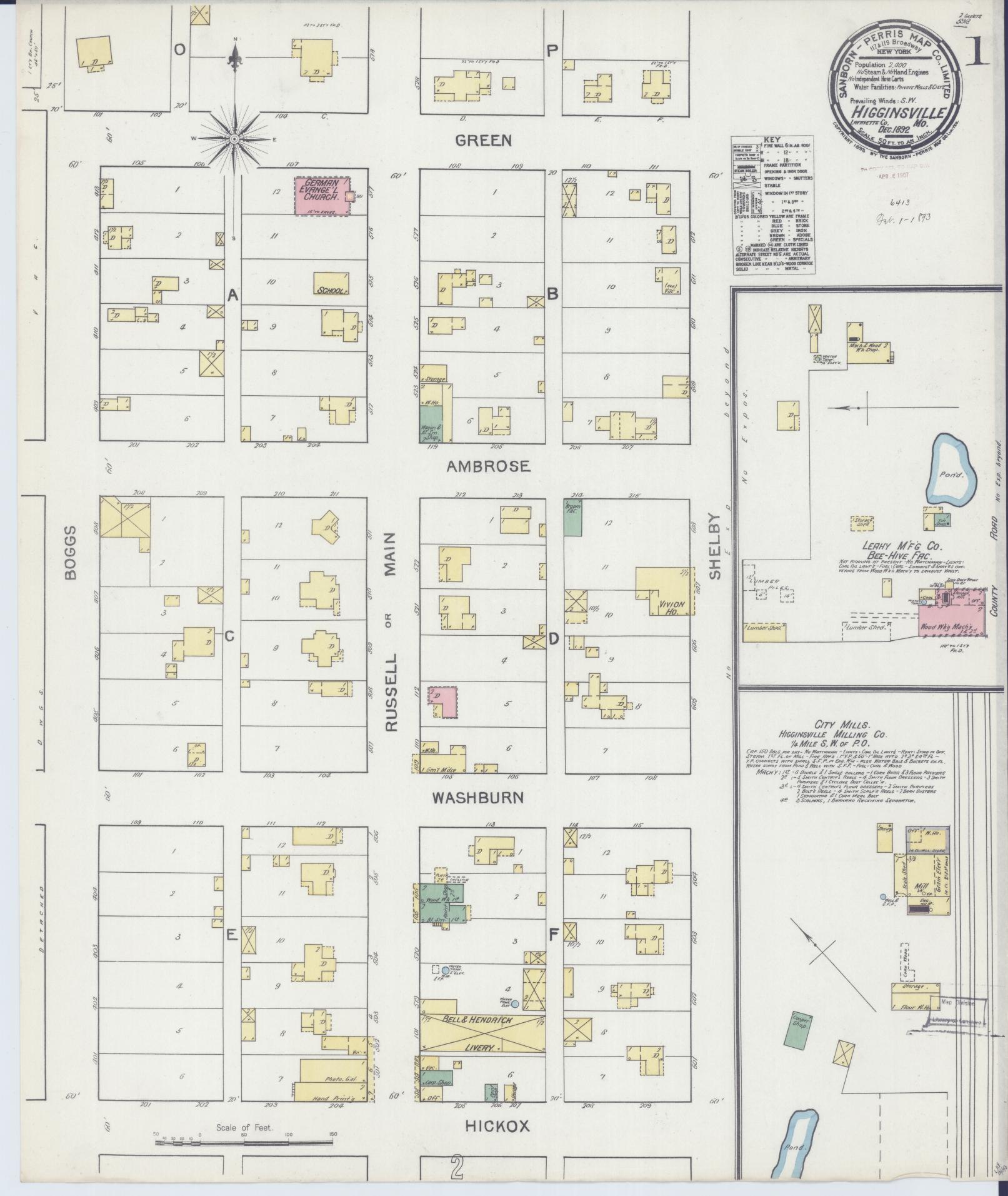 Sanborn Fire Insurance Map from Higginsville, Lafayette County, Missouri (1892), Sheet #0001 - Complete Map Set gallery image, historic Sanborn map, vintage wall art, Missouri Missouri
