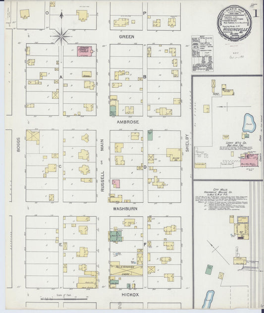 Sanborn Fire Insurance Map from Higginsville, Lafayette County, Missouri (1892), Sheet #0001 - Complete Map Set gallery image, historic Sanborn map, vintage wall art, Missouri Missouri