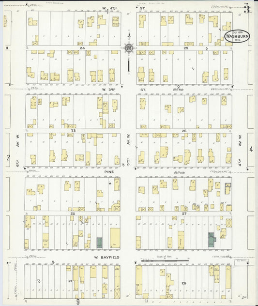 Sanborn Fire Insurance Map from Washburn, Bayfield County, Wisconsin (1909), Sheet #0003 - Historic Sanborn Fire Insurance Map Print, vintage old map wall art, antique decor, genealogy gift, Wisconsin Wisconsin map