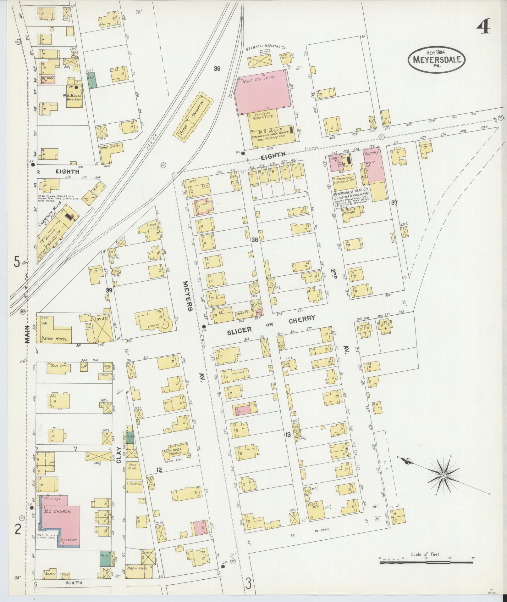 Sanborn Fire Insurance Map from Meyersdale, Somerset County, Pennsylvania (1904), Sheet #0004 - Complete Map Set gallery image, historic Sanborn map, vintage wall art, Pennsylvania Pennsylvania