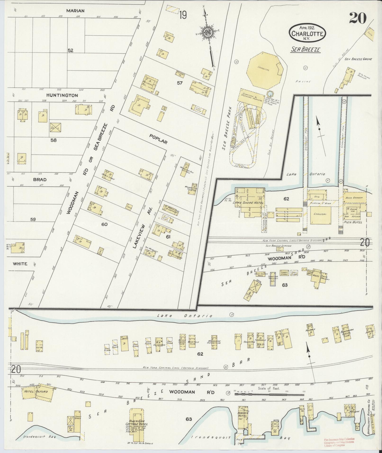 Sanborn Fire Insurance Map from Charlotte, Monroe County, New York (1912), Sheet #0020 - Complete Map Set gallery image, historic Sanborn map, vintage wall art, New York New York