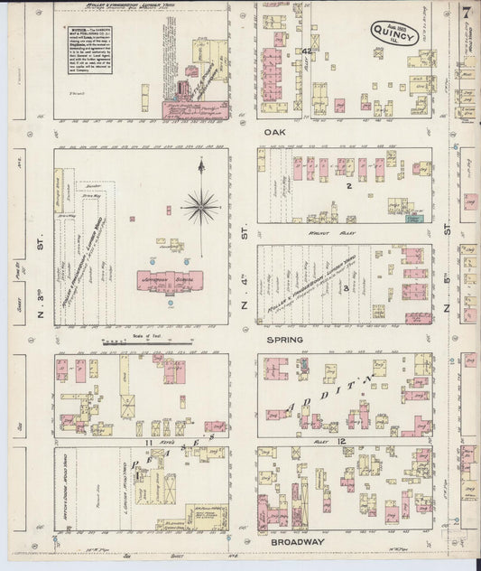 Sanborn Fire Insurance Map from Quincy, Adams County, Illinois (1883), Sheet #0007 - Historic Sanborn Fire Insurance Map Print, vintage old map wall art, antique decor, genealogy gift, Illinois Illinois map