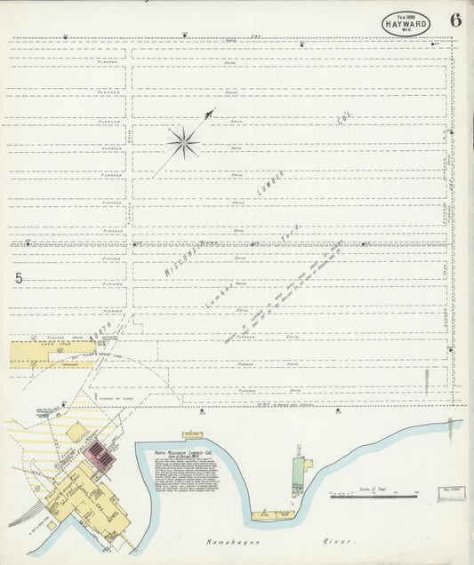 Sanborn Fire Insurance Map from Hayward, Sawyer County, Wisconsin (1898), Sheet #0006 - Historic Sanborn Fire Insurance Map Print, vintage old map wall art, antique decor, genealogy gift, Wisconsin Wisconsin map