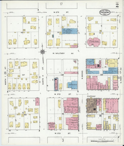 Sanborn Fire Insurance Map from Fremont, Dodge County, Nebraska (1920), Sheet #0002 - Complete Map Set gallery image, historic Sanborn map, vintage wall art, Nebraska Nebraska