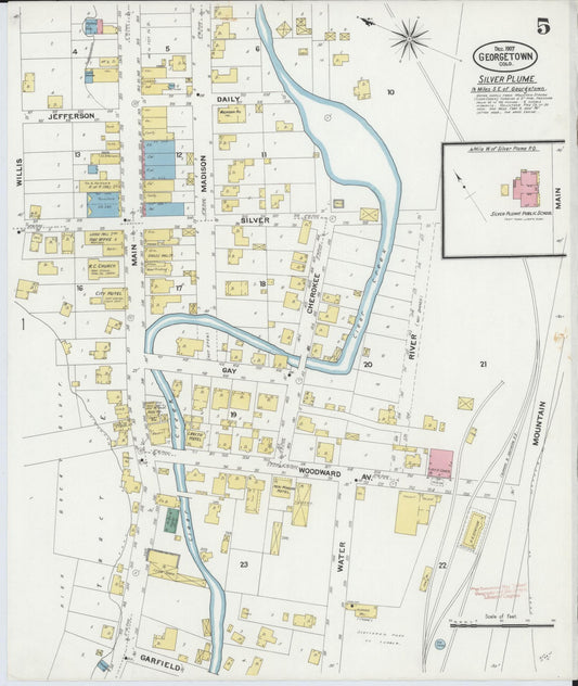 Sanborn Fire Insurance Map from Georgetown, Clear Creek County, Colorado (1907), Sheet #0005 - Historic Sanborn Fire Insurance Map Print, vintage old map wall art, antique decor, genealogy gift, Colorado Colorado map