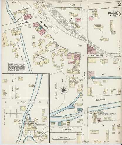 Sanborn Fire Insurance Map from Bristol, Hartford County, Connecticut (1884), Sheet #0002 - Complete Map Set gallery image, historic Sanborn map, vintage wall art, Connecticut Connecticut
