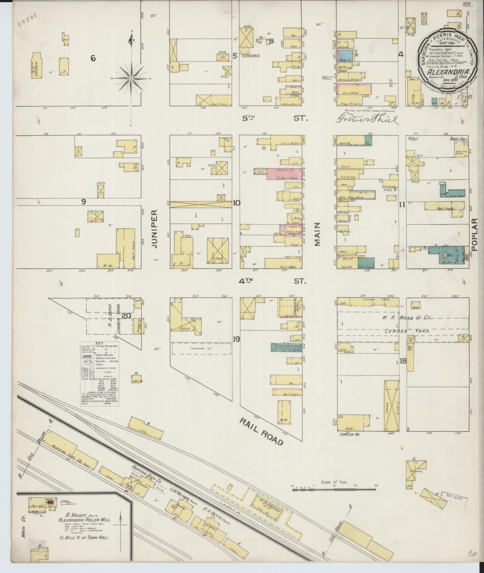 Sanborn Fire Insurance Map from Alexandria, Hanson County, South Dakota (1893), Sheet #0001 - Historic Sanborn Fire Insurance Map Print, vintage old map wall art, antique decor, genealogy gift, South Dakota South Dakota map