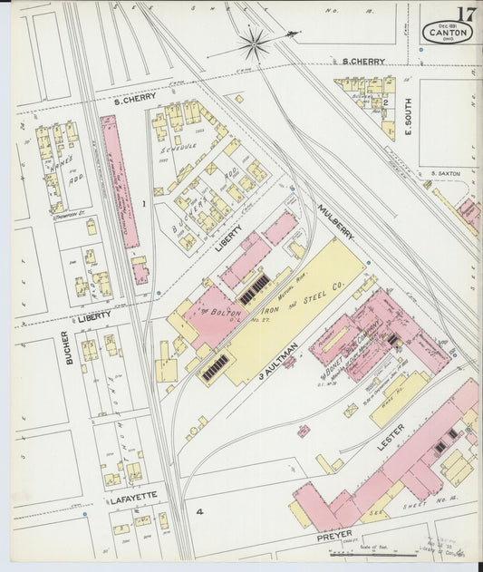 Sanborn Fire Insurance Map from Canton, Stark County, Ohio (1891), Sheet #0017 - Historic Sanborn Fire Insurance Map Print, vintage old map wall art, antique decor, genealogy gift, Ohio Ohio map