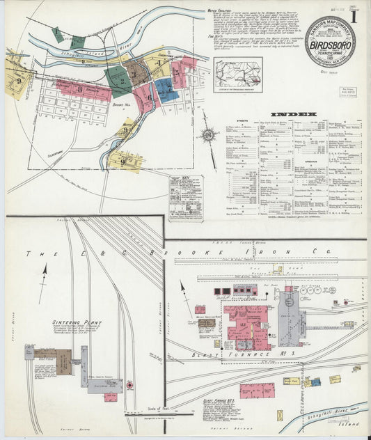 Sanborn Fire Insurance Map from Birdsboro, Berks County, Pennsylvania (1921), Sheet #0001 - Complete Map Set gallery image, historic Sanborn map, vintage wall art, Pennsylvania Pennsylvania