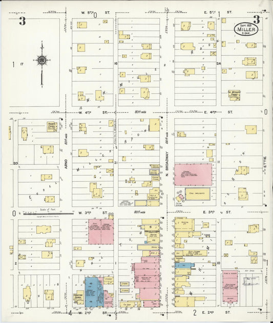 Sanborn Fire Insurance Map from Miller, Hand County, South Dakota (1925), Sheet #0003 - Historic Sanborn Fire Insurance Map Print, vintage old map wall art, antique decor, genealogy gift, South Dakota South Dakota map