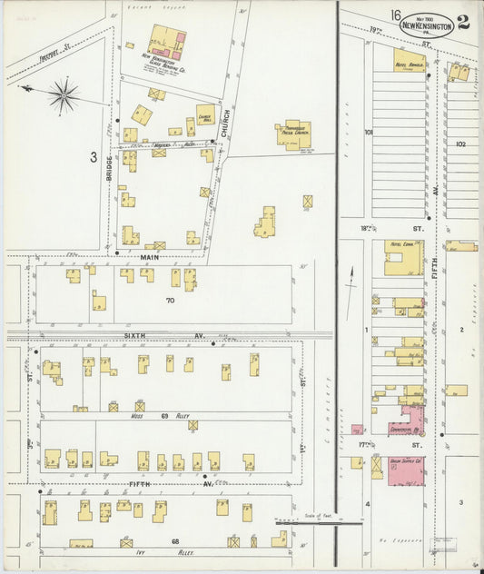 Sanborn Fire Insurance Map from New Kensington, Westmoreland County, Pennsylvania (1900), Sheet #0002 - Historic Sanborn Fire Insurance Map Print, vintage old map wall art, antique decor, genealogy gift, Pennsylvania Pennsylvania map